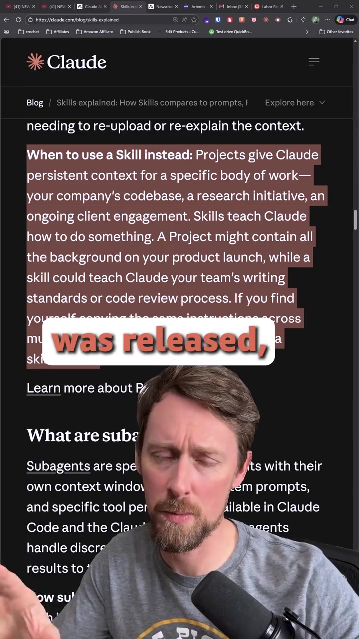 Skills vs projects finally explained in one line Skills vs Projects in Claude finally makes sense and it is only one paragraph I kept mixing them up until I read the docs and it clicked Heres what youll learn What a Project is your 200000K context window of background What a Skill is repeatable do it like this instructions When to split a prompt into a Skill so you stop rewriting it Claudes docs frame Projects as context and Skills as process and you can stack both Where are you getting tripped up Projects or Skills ClaudeAI AIProductivity AItips PromptEngineering AIWorkflow ClaudeSkills ClaudeProjects TechExplained ProductivityHacks