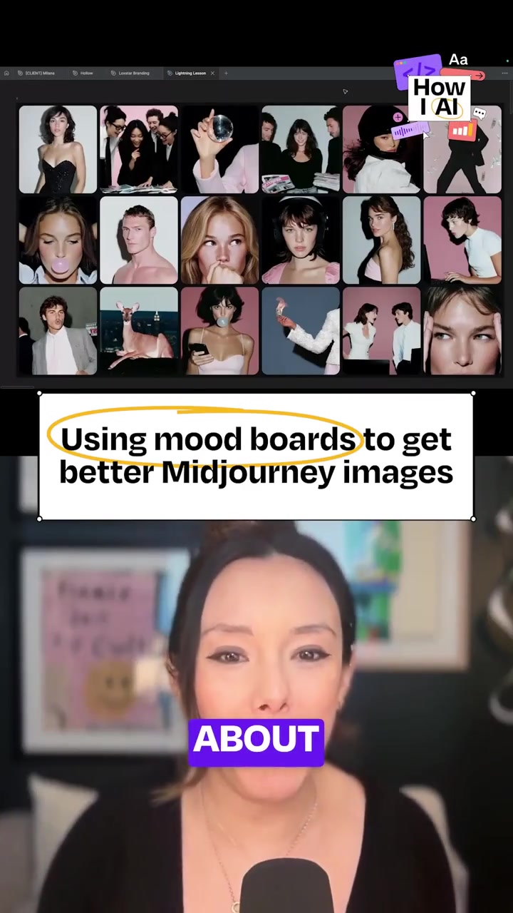 jameygannon starts every AI image project in Pinterest or Cosmos building a mood board Then she uses those images as SREFs in Midjourney style references that tell the model the overall vibe coloring and camera treatment This is why her output actually looks like a real brand Full episode with chiefproductofficer on YouTube in bio howiai midjourney aiart