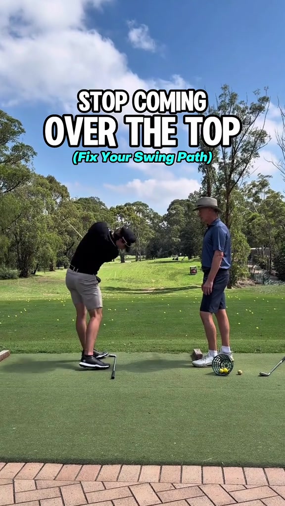 STOP coming over the top If your swing path is outtoin youre forced to swing left hitting pulls and slices Fix it with these 3 moves 1 Learn a new club path Train the feeling of shallowing the club from the top 2 Deweight the club Dont yank the club down with your arms and hands Let the arms and club fall to start the downswing This allows the lower body to lead improving weight shift giving you a great chance to swing intoout 3 Feel more shallow Feel pressure move into the lead heel This shallows the club and gives your arms space to deliver from the inside Save it You know you need it golf golffitness golfswing golftips slicefix